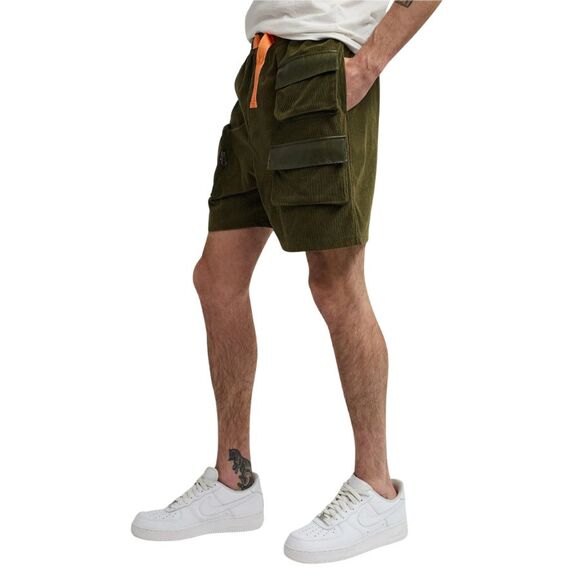 Reason Corduroy Cargo Shorts Men’s XL Olive Green Utility Pull-On - Picture 5 of 8